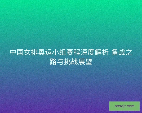 中国女排奥运小组赛程深度解析 备战之路与挑战展望